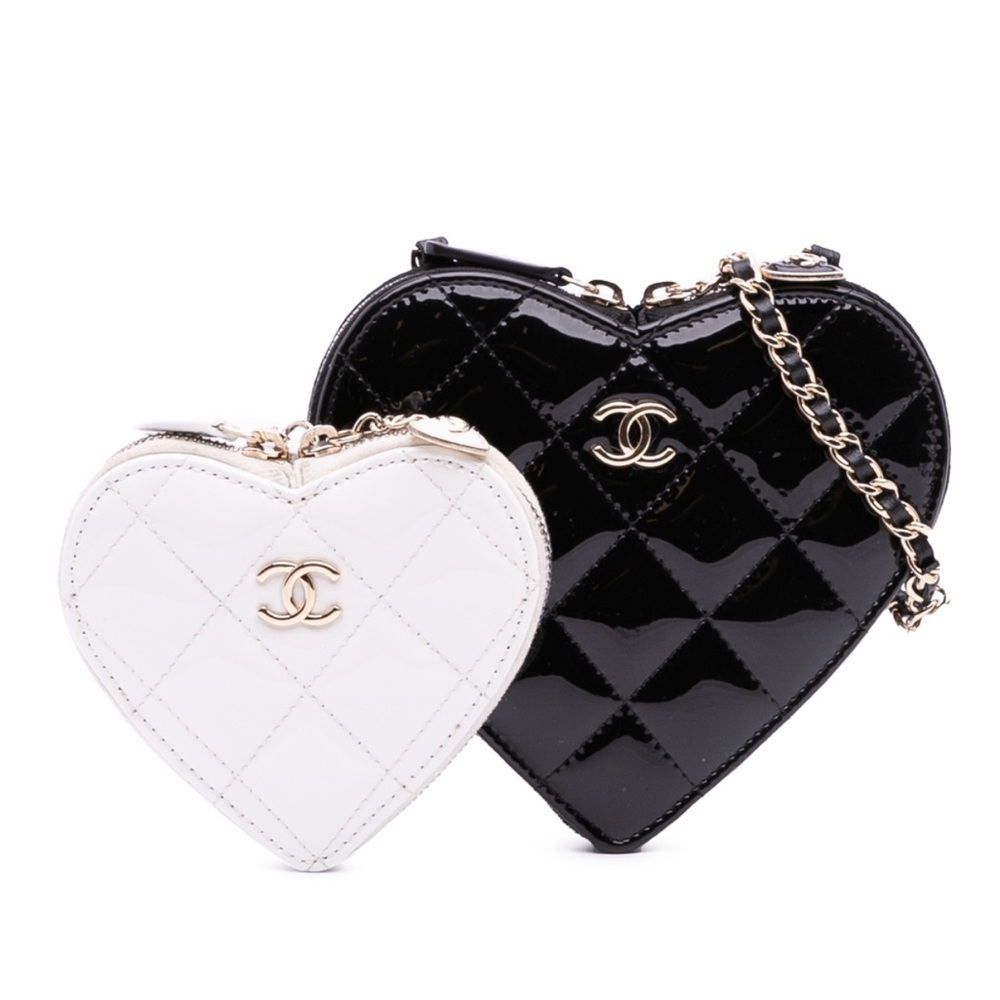 Chanel Black & White Double Heart bag
